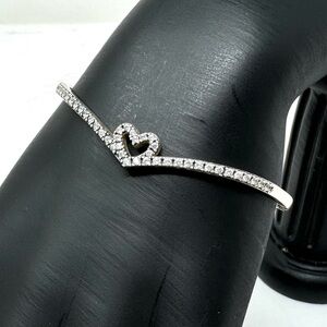 PANDORA sterling silver/CZ bangle bracelet, size 1 / small